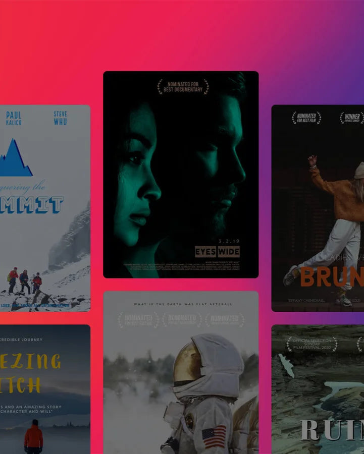 Foto de fondo con carátulas de películas